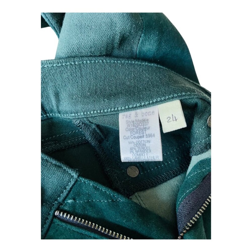Rag & Bone Jean Hyde Skinny Lambs Leather Suede Green Women's Size 24 - Picture 13 of 14